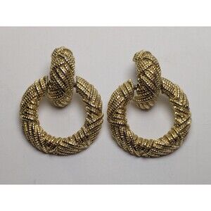 4/$12 Door Knocker Earrings Gold Tone Pierced